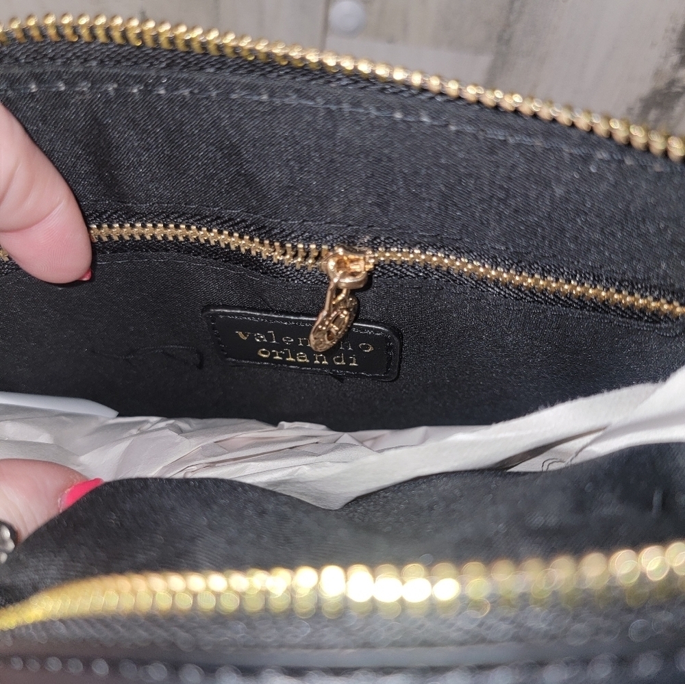 NWT Valentino Orlandi Black And Gold Studded Women's Bag - Picture 6 of 9